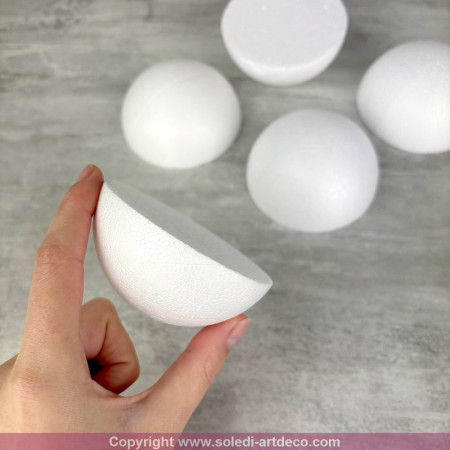 Set aus 5 Styropor Halbkugeln Durchmesser 7 cm, Vollform, hohe Materialdichte
