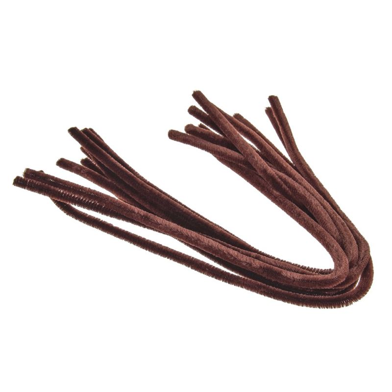 Fils chenille brun, Ø 8 mm, longueur 50 cm, 30 pièces, cure-pipes pour loisirs créatifs, écoles