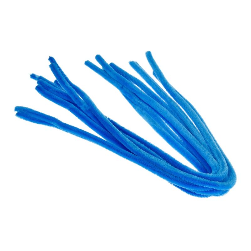 Fils chenille bleu clair, Ø 8 mm, longueur 50 cm, 30 pièces, cure-pipes pour loisirs créatifs, écoles