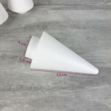 Lot de 4 Cônes en polystyrène à pied, h. 13,5 cm avec supports, base 4 cm, sapins à décorer, macarons, choux