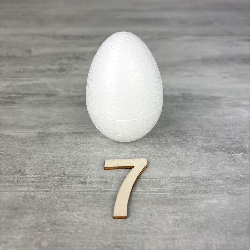 Oeuf polystyrène plein, hauteur 7 cm, Diamètre 4,8 cm, pâques