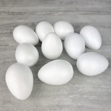 Set aus 10 Styropor Eiern, 7 cm, Durchmesser 4,8 cm, hohe Materialdichte