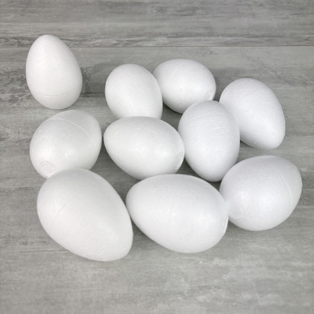 Set aus 10 Styropor Eiern, 7 cm, Durchmesser 4,8 cm, hohe Materialdichte