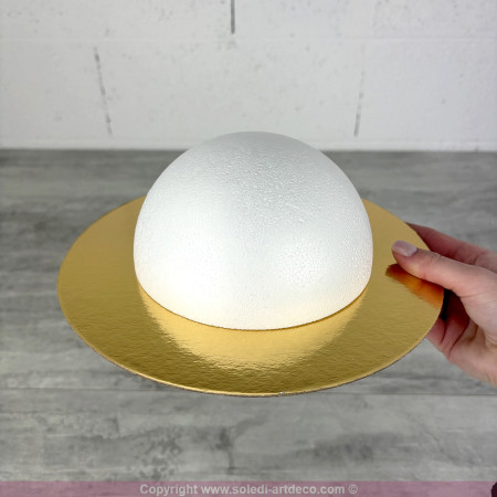Demi-Sphère de 15 cm de diamètre, Dôme creux en polystyrène hauteur 7,5 cm, Présentoir apéritif, plateau doré réversible