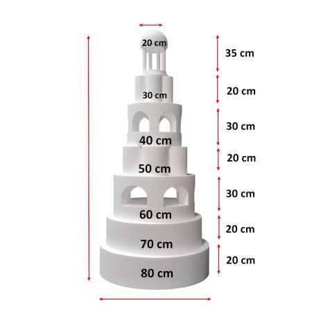 copy ofPalast-Hochzeitstorte aus Styropor, Boden Ø 60cm bis 10cm, Gesamthöhe 105 cm, dummy für Styropor-Torte