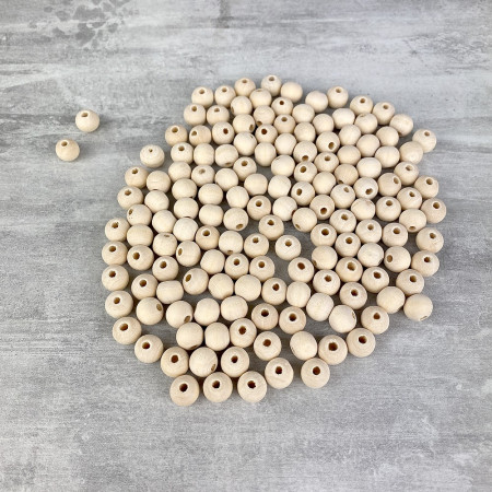 Lot de 100 boules percées en bois, diamètre 10 mm, perçage 2,5 mm