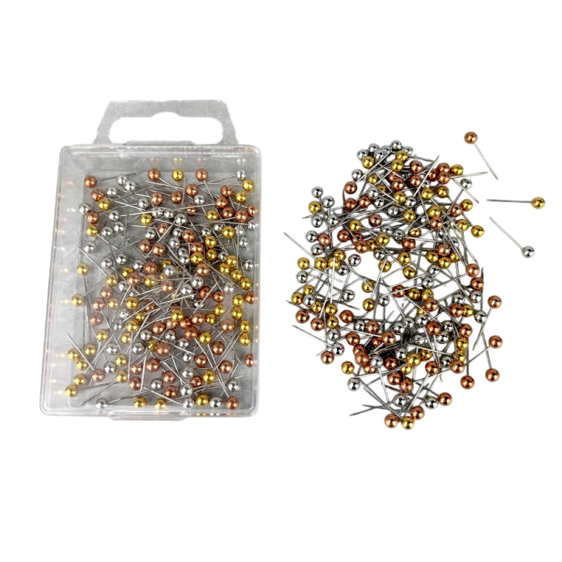 300 Stück kleine Stecknadeln, versilbert, verkupfert, Länge 1,6 cm, Nadelköpfe 4 mm