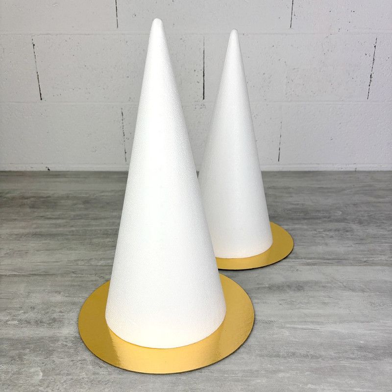 copy ofLot de 2 Cônes en polystyrène plein, Hauteur 40 cm, Présentoir à macarons, Diamètre de base 18 cm, Styro blanc