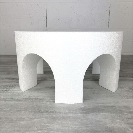 Disque ouvertures arches épaisseur 20 cm, diamètre 40 cm, support dummy effet palais en Styropor blanc
