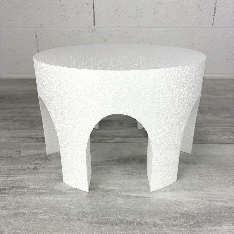 Disque ouvertures arches épaisseur 20 cm, diamètre 30 cm, support dummy effet palais en polystyrène blanc