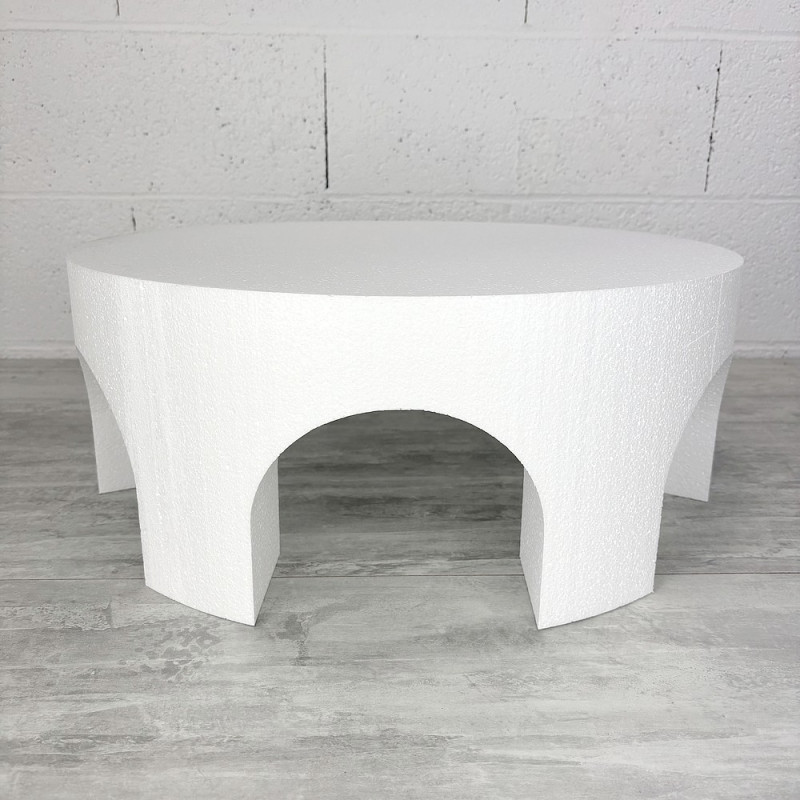 Disque ouvertures arches épaisseur 20 cm, diamètre 50 cm, support dummy effet palais en polystyrène blanc