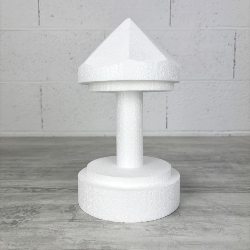 Petit manège en polystyrène, hauteur 26,5 cm, diamètre 15 cm, carrousel dummy à décorer