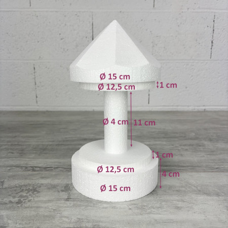 Petit manège en polystyrène, hauteur 26,5 cm, diamètre 15 cm, carrousel dummy à décorer