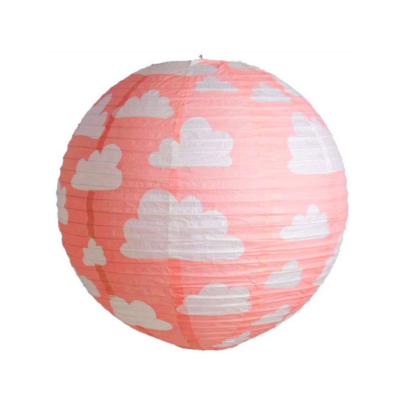 Lanterne Japonaise Rose à nuages, diam. 35 cm, Lampion boule Papier, à suspendre