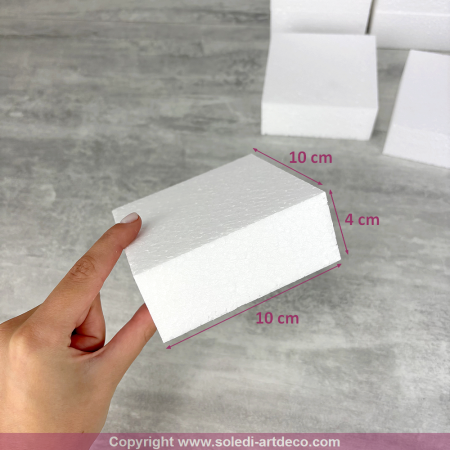 Lot de 10 blocs en polystyrène, 10x10x4 cm, pavés en Styropor blanc pour bricoloage