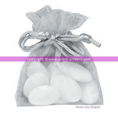 copy of100 weiße Organzasäckchen, 8x10cm, Beutel mit Satinkordel zum Ziehen