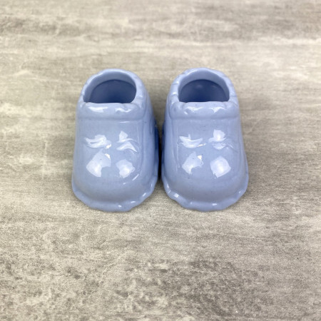 Paire de chaussons décoratives pour bébé Garçon, Chaussures bleues en porcelaine pour une déco de baptême