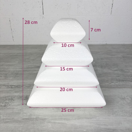 Styropor wedding cake, Kissen, Basis 25 cm, 4 Ebenen, Höhe 28 cm, hohe Dichte