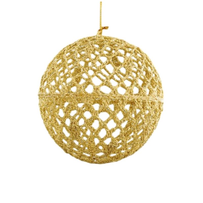 Handgehäkelte Weihnachtskugel 10 cm, Gold