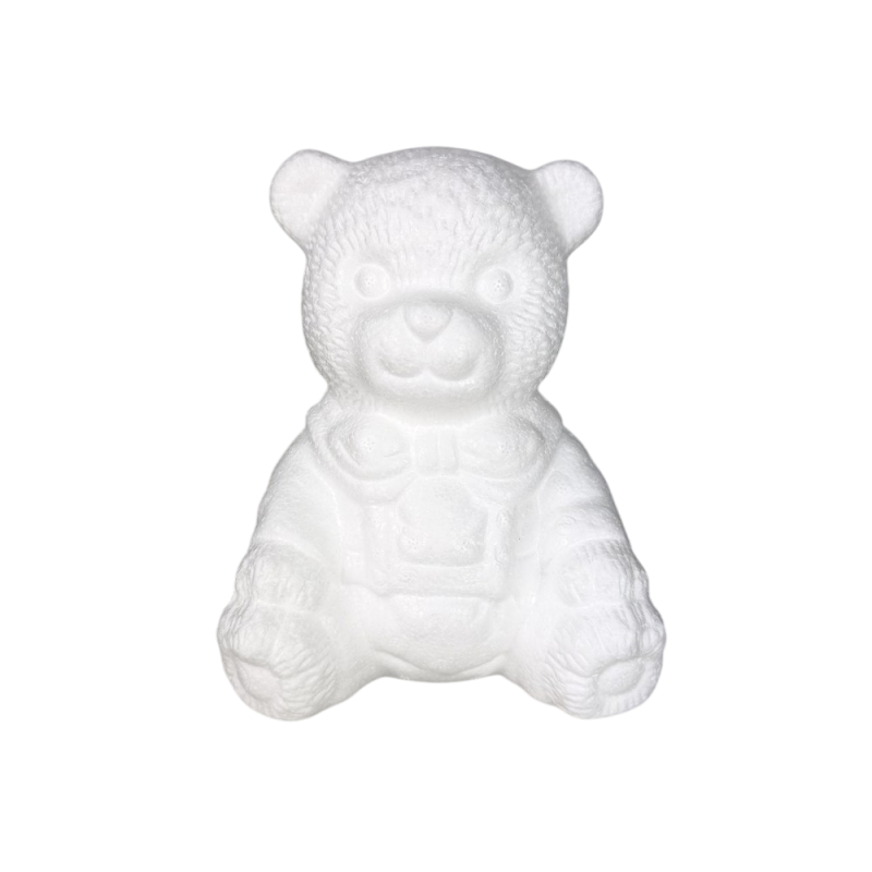 Ourson en polystyrène avec nœud papillon, hauteur 15 cm, ours à décorer