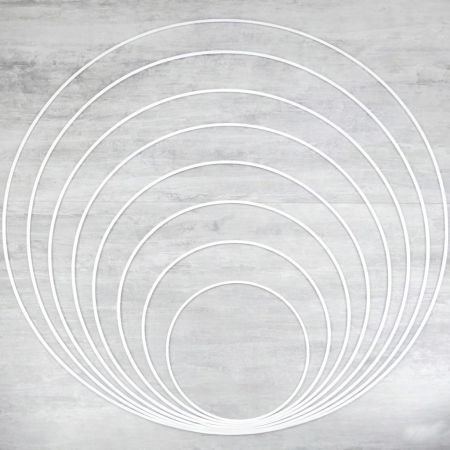 Los 8 sehr große Metallkreise aus weißem Epoxidharz, Ø 30 cm bis 100 cm, Epoxidringe für Traumfänger, Lampenschirme