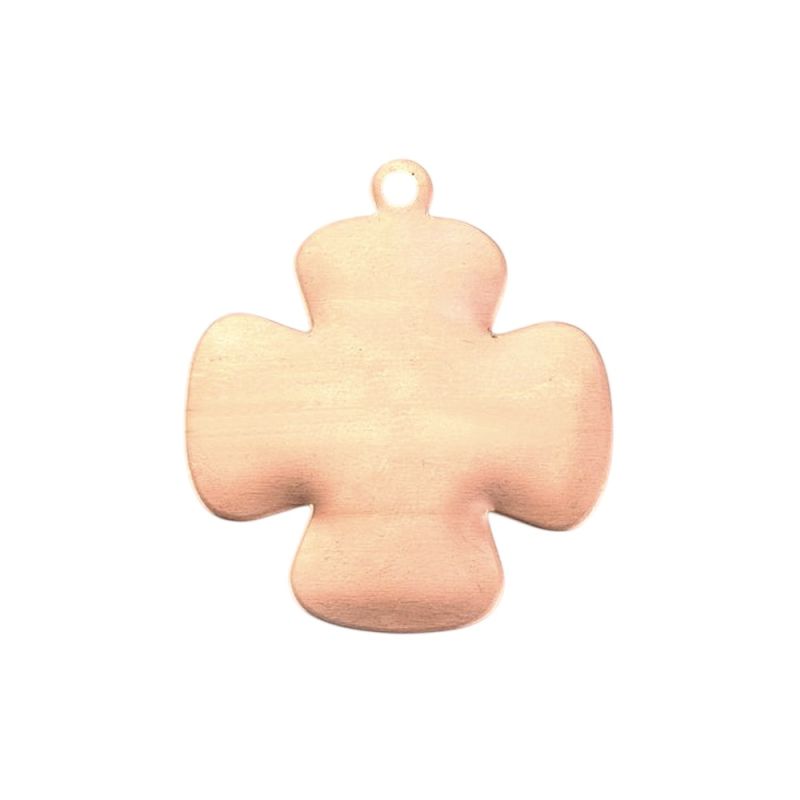 10 Copper pendants, domed flower, 1 hole, 36 x 32 mm, blank thickness 0.8 mm