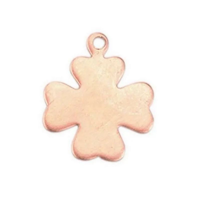 Lot de 10 Pendentifs en cuivre trèfle, 1 trou, 18 x 15 mm, ébauche épaisseur 0.8 mm pour émaillage