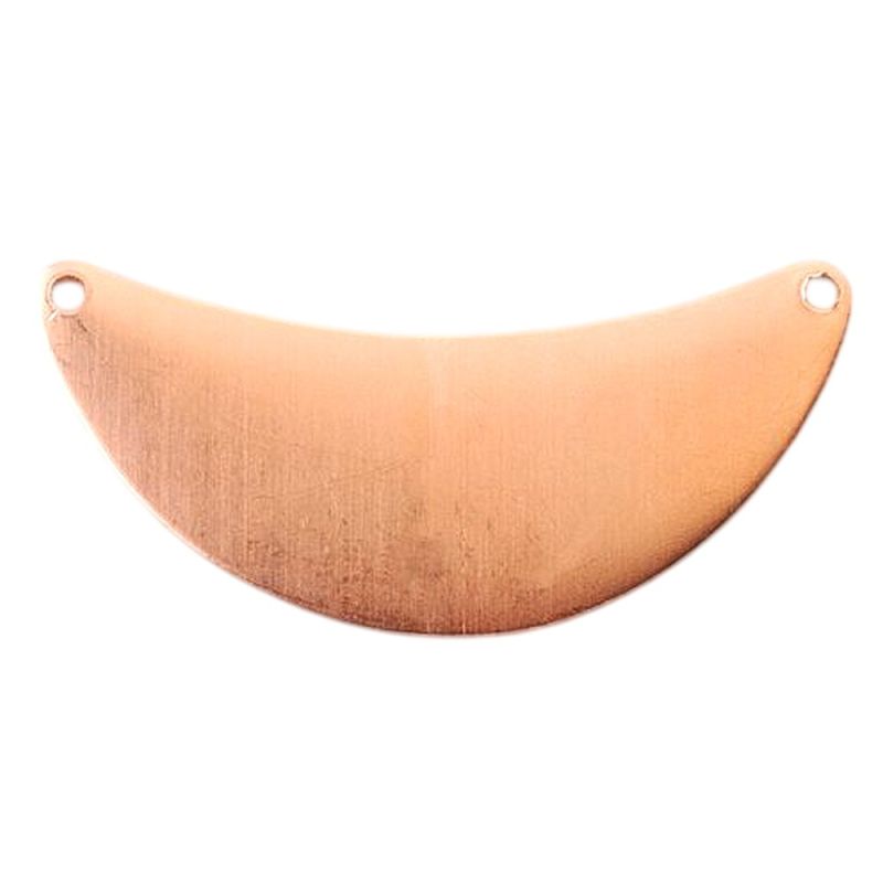 Lot de 10 Pendentifs en cuivre, Lune avec 2 trous, 17 x 46 mm, épais. 0.8 mm, pour émaillage