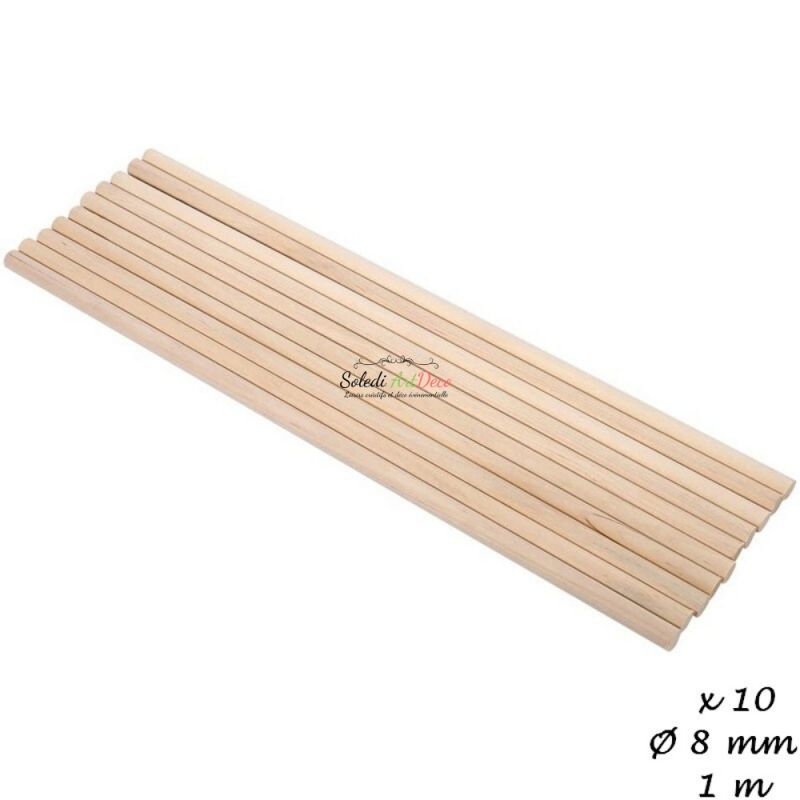 copy ofLot de 10 Baguettes rondes, diam. 6 mm, tige de 1 m de long, Tourillon en bois de hêtre lisse