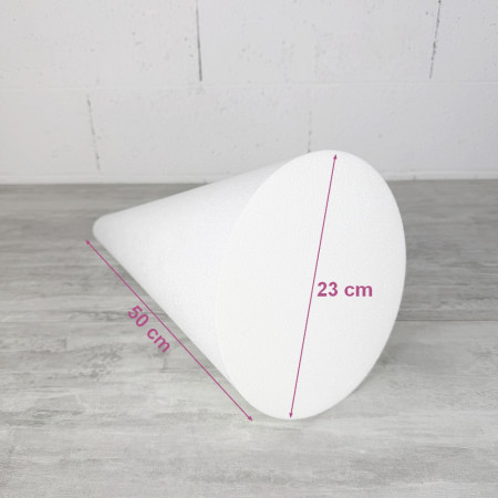 Grand Cone en polystyrène Plein, Hauteur 50 cm, Diamètre de base 23 cm, Présentoir macarons, support choux