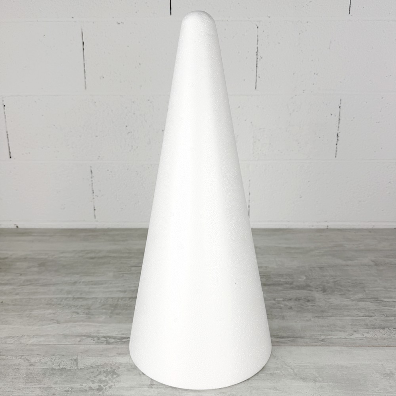 Grand Cone en polystyrène Plein, Hauteur 50 cm, Diamètre de base 23 cm, Présentoir macarons, support choux