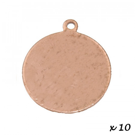 Lot de 10 Pendentifs en cuivre Rond, 1 trou, Ø 15 mm, ébauche pour émaillage
