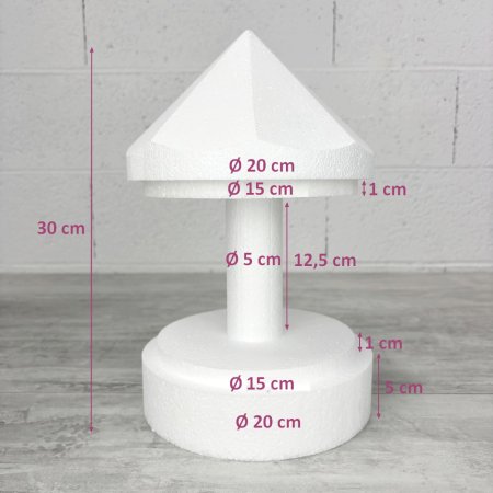 Manège en polystyrène, hauteur 30 cm, diamètre 20 cm, carrousel dummy à décorer