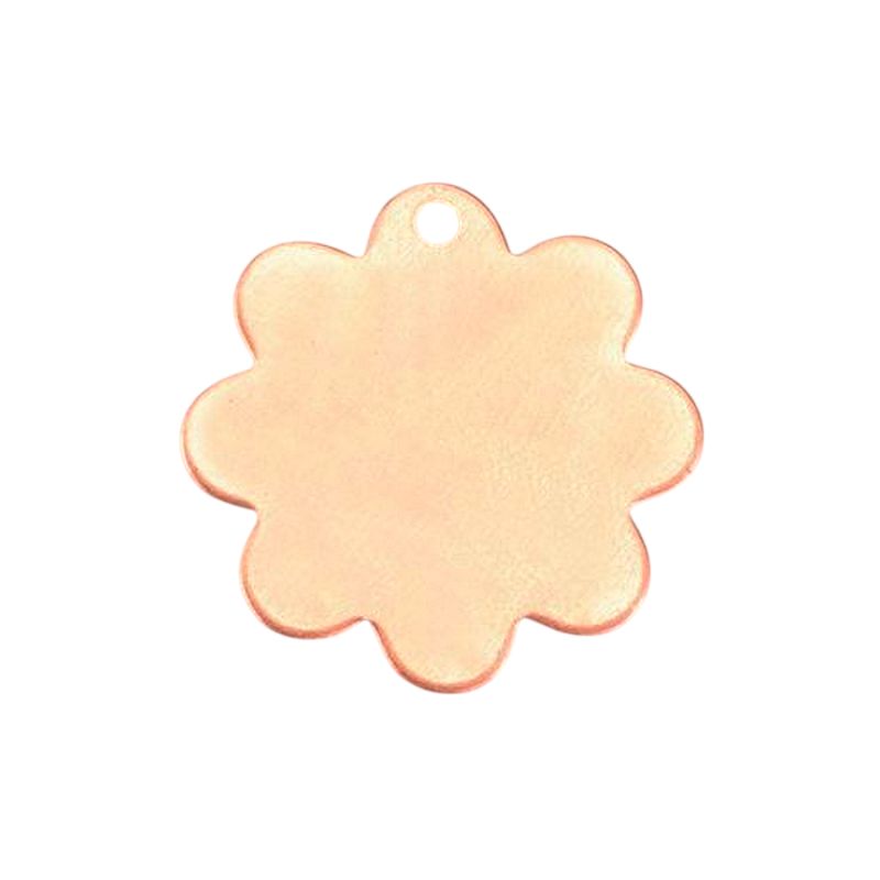 Lot de 10 Pendentifs en cuivre, Fleur 1 trou, 25 mm, ébauche épaisseur 0.8 mm, pour émaillage jusqu'à 850°C