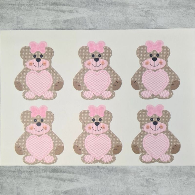 Leaf of 12 brands card stock Teddy the Pooh, Pink Heart