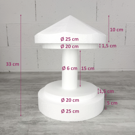 Manège en polystyrène, hauteur 33 cm, diamètre 25 cm, carrousel dummy à décorer