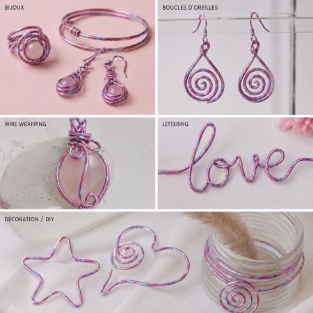 Fil aluminium Bicolore, anodisé, Duo Color, ø 2 mm, 2 mètres, pour bijoux