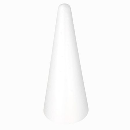 Cône en polystyrène Plein, Pointe épaisse, Hauteur 45 cm, Diamètre de base 21 cm, Support Styro haute densité, Présentoir à maca