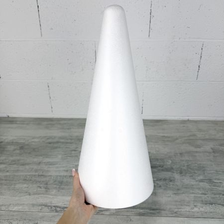 Cône en polystyrène Plein, Pointe épaisse, Hauteur 45 cm, Diamètre de base 21 cm, Support Styro haute densité, Présentoir à maca