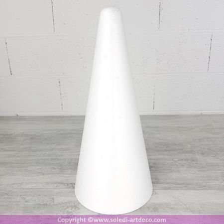Cône en polystyrène Plein, Pointe épaisse, Hauteur 45 cm, Diamètre de base 21 cm, Support Styro haute densité, Présentoir à maca