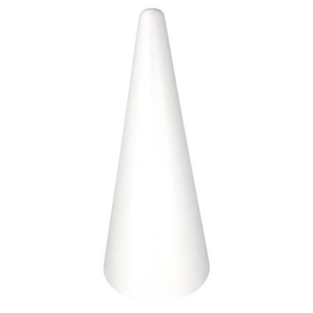 Grand Cône en polystyrène Plein, Pointe épaisse, Hauteur 55 cm, Base ø 25 cm, Support Styro haute densité, Présentoir à macarons