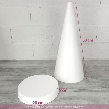 copy ofGroßer Styroporkegel, Höhe 60 cm, Bodendurchmesser 26,5 cm, Display für Macarons und Windbeutel