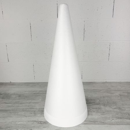 Grand Cone en polystyrène Plein, en 2 parties, Haut 65 cm, Base ø 28 cm, Présentoir macarons, choux