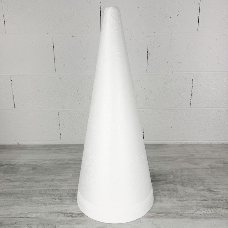 Grand Cone en polystyrène Plein, en 2 parties, Haut 65 cm, Base ø 28 cm, Présentoir macarons, choux