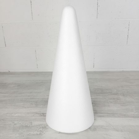 Cône en polystyrène Plein, Pointe épaisse, Hauteur 45 cm, Base ø 21 cm, Support Styro haute densité, Présentoir à macarons