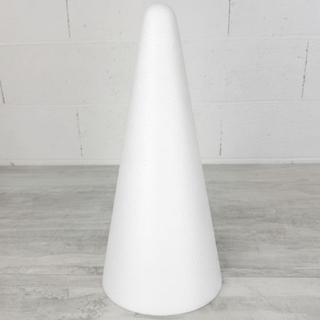 Grand Cône en polystyrène Plein, Pointe épaisse, Hauteur 55 cm, Base ø 25 cm, Support Styro haute densité, Présentoir à macarons