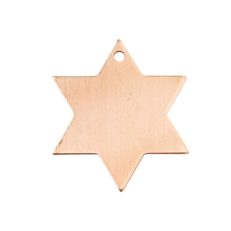 Lot de 10 Pendentifs en Cuivre étoile à 6 branches, ø 26 mm, 1 trou, ébauche épaisseur 0.8 mm, pour émaillage jusqu'à 850°C