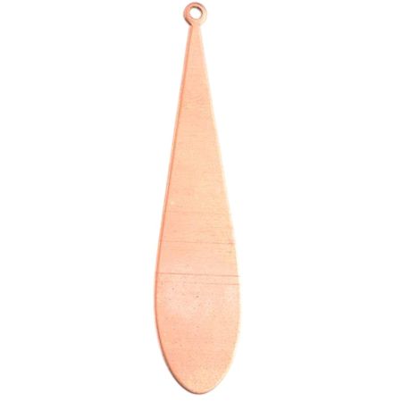 10 Copper Drop Pendants, 53x12 mm, 1 hole, blank thickness 0.8 mm, for enameling up to 850°C