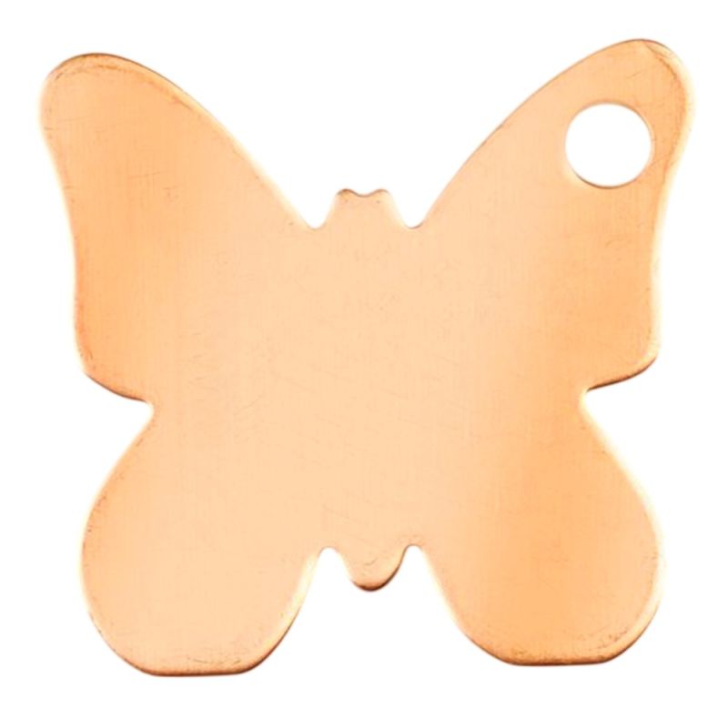 10 Pendentifs en Cuivre Papillon 38x38 mm, 1 trou, ébauche épaisseur 0.8 mm, pour émaillage jusqu'à 850°C