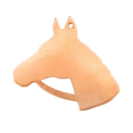 10 Pendentifs en Cuivre Tête de cheval, 37x32 mm, 1 trou, ébauche épaisseur 0.8 mm, pour émaillage jusqu'à 850°C